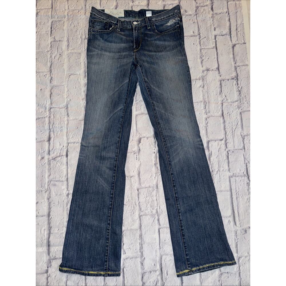 Loomstate Women Organic Cotton Justice Mid Rise Bootcut Distress Denim‎ Jeans 28